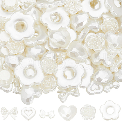 SUNNYCLUE 120Pcs 6 Styles ABS Plastic Imitation Pearl Big Beads KY-SC0002-30-1