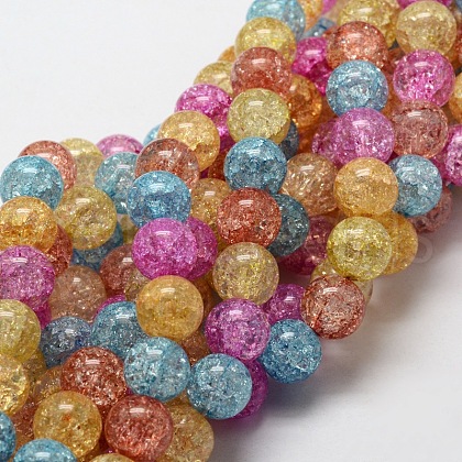 Crackle Glass Round Beads Strands CCG-E001-10mm-02-1