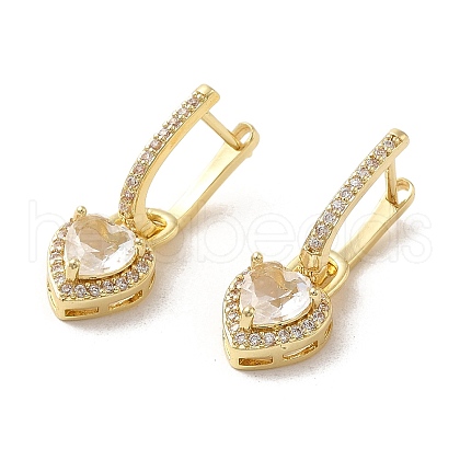 Rack Plating Brass Micro Pave Cubic Zirconia Dangle Hoop Earrings EJEW-A031-06G-1