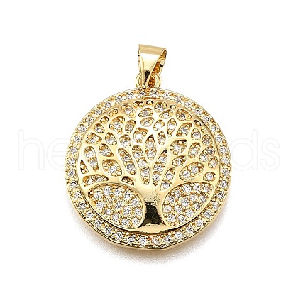 Rack Plating Brass Micro Pave Cubic Zirconia Pendants KK-K401-93G-1