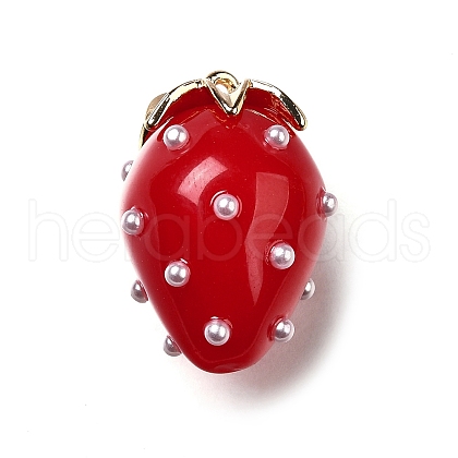 Strawberry Brass Acrylic Pendants OACR-R006-02G-02-1