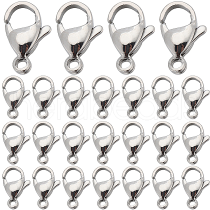 SUNNYCLUE 100Pcs 304 Stainless Steel Lobster Claw Clasps STAS-SC0007-14-1