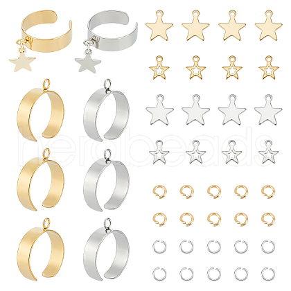 Unicraftale DIY Star Charm Cuff Ring Making Kit STAS-UN0051-40-1