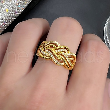 Brass Micro Pave Cubic Zirconia Finger Rings FS-WG45EDE-05-1