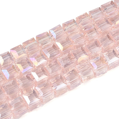 Electroplate Glass Beads Strands EGLA-D018-4x4mm-82-1