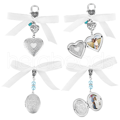 4Pcs 2 Styles Glass & Alloy Pendant Decoration HJEW-UN00037-1