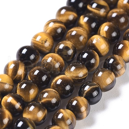 Natural Tiger Eye Round Bead Strands G-L411-07-4mm-1