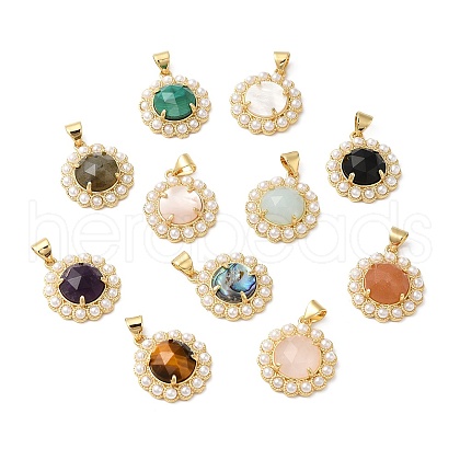 Ion Plating(IP) Natural Mixed Gemstone Pendant G-E599-03G-1