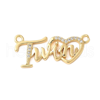 Brass Micro Pave Clear Cubic Zirconia Links KK-D357-03A-G-1