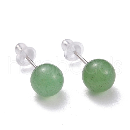 Crackle Round Green Aventurine Dainty Stud Earrings for Girl Women EJEW-M202-04C-1