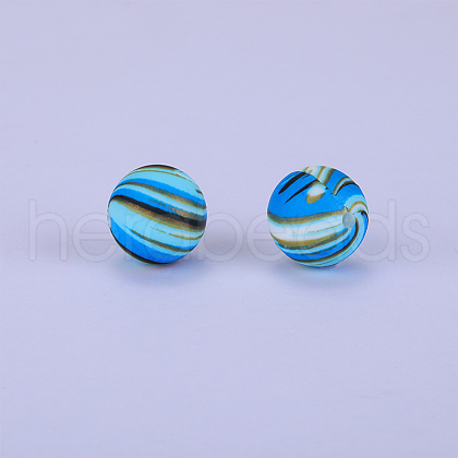 Printed Round Silicone Focal Beads SI-JX0056A-185-1