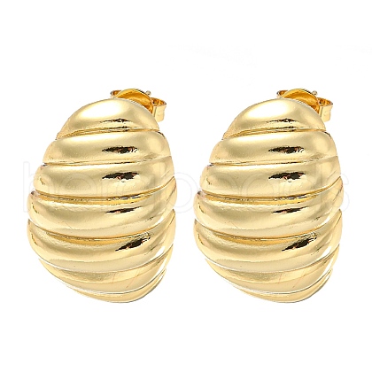 Rack Plated Chunky Teardrop Brass Stud Earrings for Women EJEW-Z048-12G-1
