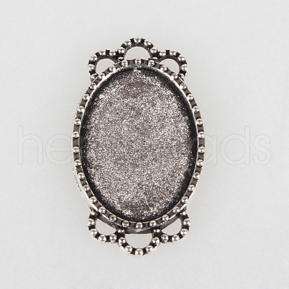 Vintage Tibetan Style Alloy Connector Cabochon Bezel Settings TIBE-O001-07AS-1