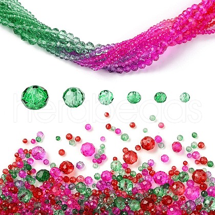 6 Styles Gradient Color Transparent Painted Glass Beads Strands DGLA-YW0001-28X-1