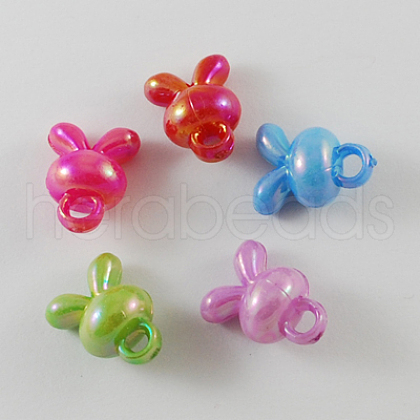 Opaque AB Color Acrylic Cartoon Rabbit Head Charms SACR-R697-M19-1