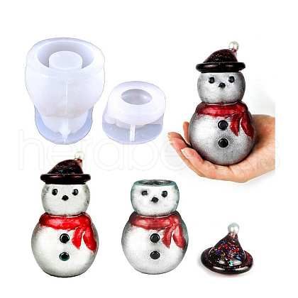 DIY Food Grade Silicone Christmas Theme Snowman Storage Box Molds XMAS-PW0001-055-1