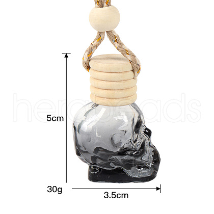 Skull Shape Glass Perfume Bottles Air Freshener Diffuser Bottle Hanging Ornament PW-WG86706-01-1