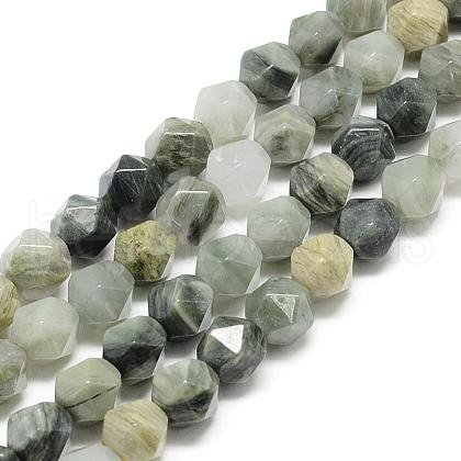 Natural Green Line Jasper Beads Strands G-S149-01-8mm-1