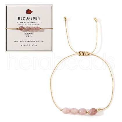 Bohemian Style Copper Red Jasper Bead Bracelet with Card IX7859-7-1