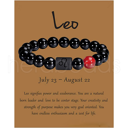 12 Constellation Natural Round Carnelian Beads Stretch Bracelets WGD22B0-12-1