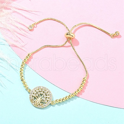 Mother's Day Brass Micro Pave Cubic Zirconia Silder Bracelets for Women BJEW-S158-01G-B-1