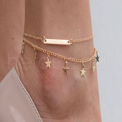Alloy Tassel Double Layer Anklets for Women FS-WG28E13-01-1