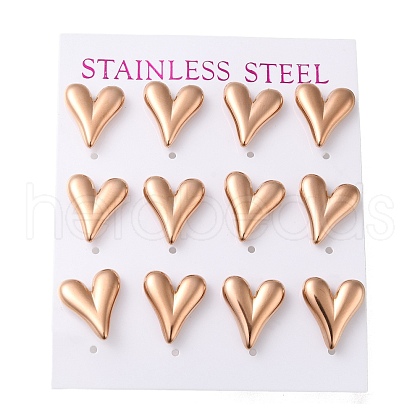 PVD Vacuum Plating 304 Stainless Steel Stud Earring EJEW-C099-04RG-1