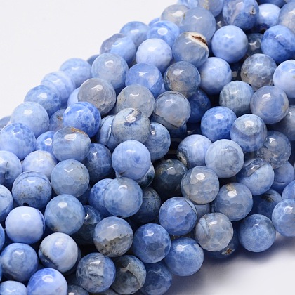 Dyed Natural Fire Crackle Agate Faceted Round Beads Strands G-E320C-10mm-03-1
