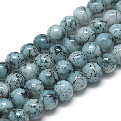 Baking Painted Glass Beads Strands X-DGLA-S115-8mm-S79-1
