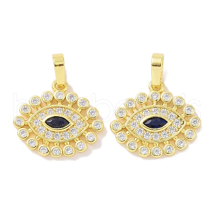 Real 18K Gold Plated Brass Micro Pave Cubic Zirconia Pendants KK-L209-038G-02-1