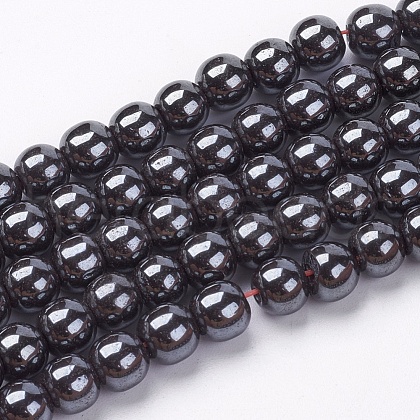 Non-Magnetic Synthetic Hematite Beads Strands X-G-H1624-6mm-2-1