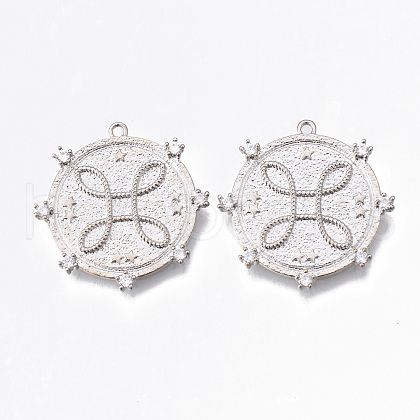 Brass Micro Pave Clear Cubic Zirconia Pendants KK-N232-165-NF-1