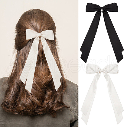CRASPIRE Big Bowknot Polyester Alligator Hair Clips AJEW-CP0008-42B-04-1