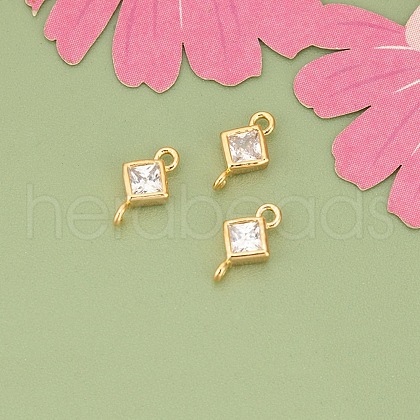 10Pcs Brass Crystal Rhinestone Connector Charms KK-V006-04G-03-1