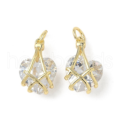 Brass Micro Pave Cubic Zirconia Pendants KK-K293-59G-1