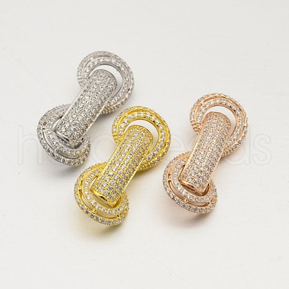 Brass Micro Pave Cubic Zirconia Beads ZIRC-M076-01-RS-1