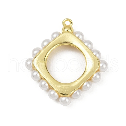 Brass Plastic Pearl Pendants KK-M322-52G-1