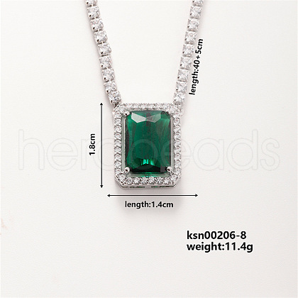Elegant Brass Micro Pave Cubic Zirconia Pendant Necklaces EL0204-4-1