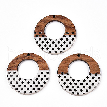 Printed Opaque Resin & Walnut Wood Pendants RESI-TAC0017-67-1