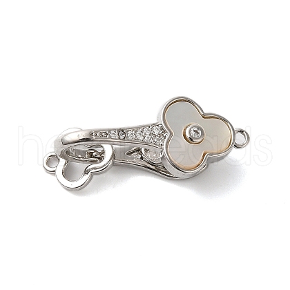 Brass Micro Pave Clear Cubic Zirconia Fold Over Clasps KK-S382-15P-1