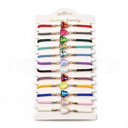 12Pcs 12 Colors Polyester Bracelets BJEW-P340-03G-1