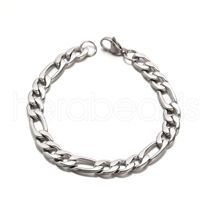 Boy's 304 Stainless Steel Mother-Son Figaro Chain Bracelets BJEW-E233-04P-1