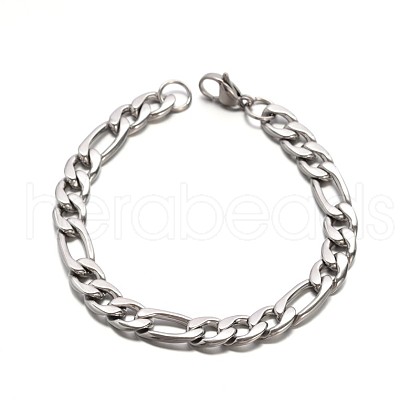 Tarnish Resistant Boy's 304 Stainless Steel Mother-Son Figaro Chain Bracelets BJEW-E233-04P-1