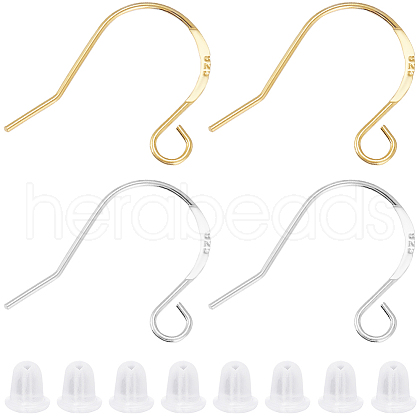 Beebeecraft 10 Pairs 2 Colors 925 Sterling Silver Earring Hooks STER-BBC0006-50-1