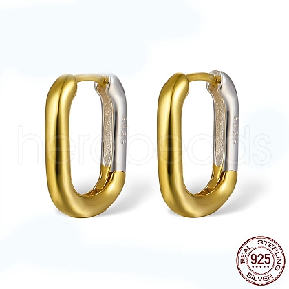 Two Tone 925 Sterling Silver Hoop Earrings for Women EJEW-F317-26GP-1
