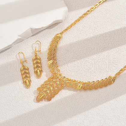 Exquisite Hollowed-out Wheat Ear Alloy Necklaces & Earrings Set for Women EU1848-1