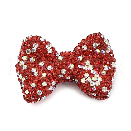 Bowknot Shape Polymer Clay Rhinestone Beads CLAY-NH0001-05C-1