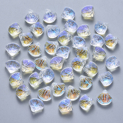 Transparent Spray Painted Glass Beads GLAA-T016-05C-1
