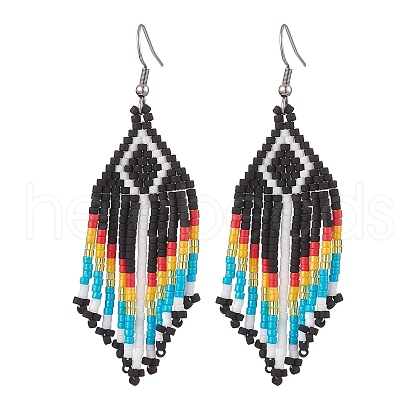 Boho 304 Stainless Steel with Glass Dangle Stud Earring EJEW-MZ00174-1