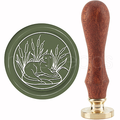 Brass Wax Seal Stamp with Handle AJEW-WH0184-0846-1